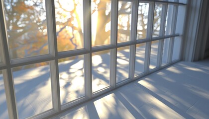 Spring home maintenance  cleaning windows to let natural light in and brighten interiors.