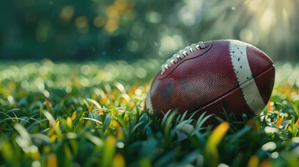 american football ball on green grass