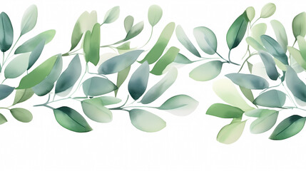 Naklejka premium Green leaves watercolor copy space, green leaves with space for text