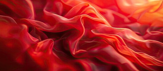 Obraz premium A vibrant red sarong dominates the close-up image, with abstract de-focused yellow cloth in the background. The textures and colors of the fabrics create an interesting visual contrast.