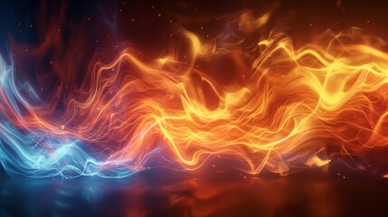 Abstract background of intertwining warm and cool energy waves with a dynamic flow