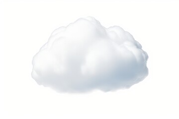 A single white cloud floating gracefully, representing tranquility and peacefulness, isolated on a white background