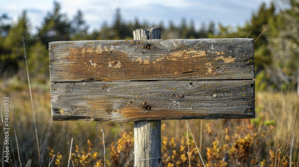 Poster A rustic, reclaimed wooden sign promoting conservation efforts, its message clear even with the natural landscape blurred behind.