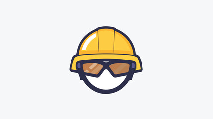 Yellow helmet glasses icon. Industrial Security. Col