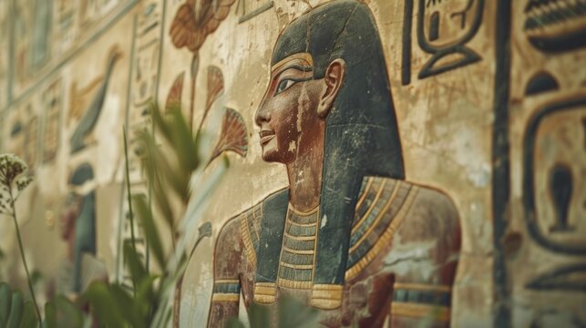 A depiction of the Earth personified by the Egyptian god Geb, in a narrative on soil conservation, amid fertile lands.