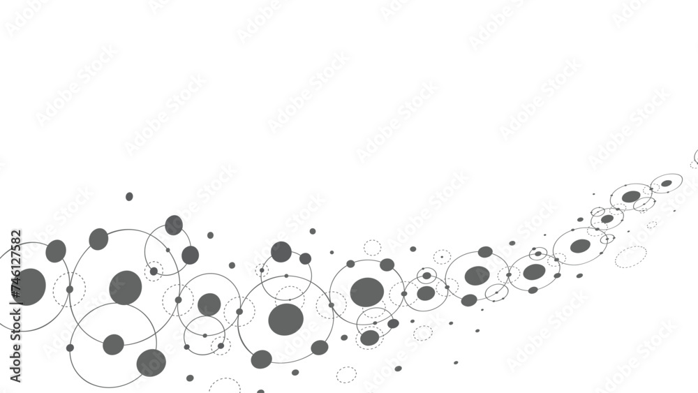 Poster Technology abstract background. Abstract geometric background. Connected circles. Network of circles.