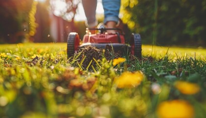 Lawn mower maintenance  preparing for the new gardening season with care and attention