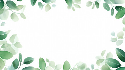 Green leaves in watercolor background