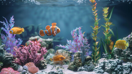 Obraz na płótnie Canvas clown fish in aquarium for background