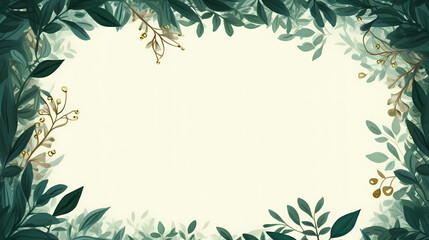 Green leaves in watercolor background