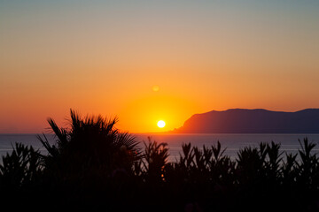 Panoramic picture. Sunrise on the paradise Mediterranean sea bay near Scopello - 746127937