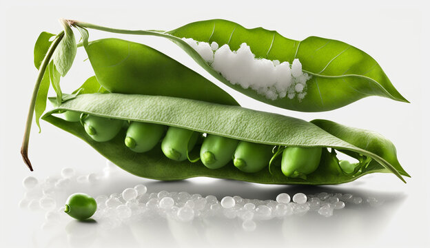 Fresh green snow peas vegetable white background, HD realistic wallpaper AI Generated image