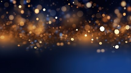 Fototapeta na wymiar abstract background with Dark blue and gold particle. Christmas Golden light shine particles bokeh on navy blue background