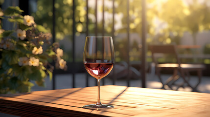 A glass of red wine on the table, commercial shot