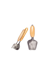 Gardening Tools. Watercolor cartoon isolated illustration