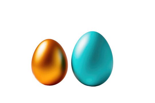 A high quality stock photograph of two easter eggs full body isolated on a white background