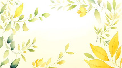 Watercolor floral frame border with green leaves, branches and elements