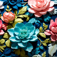 multicolored Lotus flowers pattern 3d style