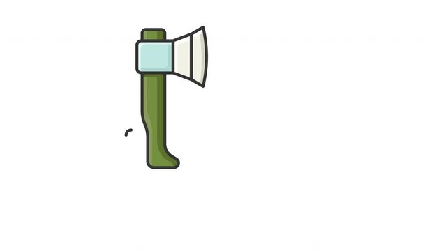 axe icon animation video, ax or hatchet icon flat design motion graphic animation