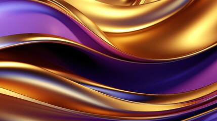 Wavy Golden and Purple Metallic shiny 3D