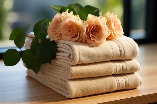 Luxurious roses on plush sauna towels for unmatched relaxation and indulgent spa comfort