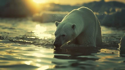 Wandaufkleber polar bear in water © Borel