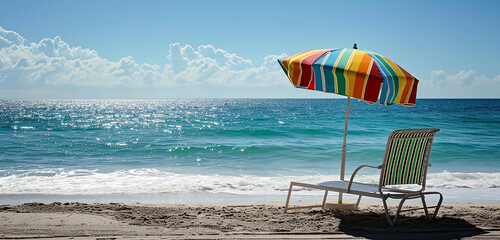 beach chair and umbrella