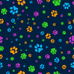 Footprint of cat seamless pattern vector illustration