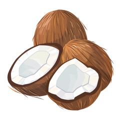 Icon illustration of coconuts, isolated on transparent background