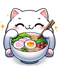 Ramen Cat Kawaii Anime Cat Ramen Lover AI generated