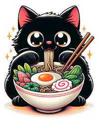 Ramen Cat Kawaii Anime Cat Ramen Lover AI generated