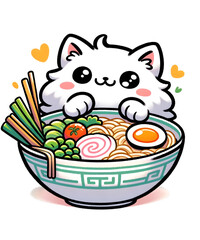 Ramen Cat Kawaii Anime Cat Ramen Lover AI generated