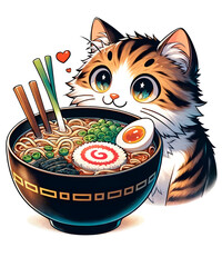 Ramen Cat Kawaii Anime Cat Ramen Lover AI generated