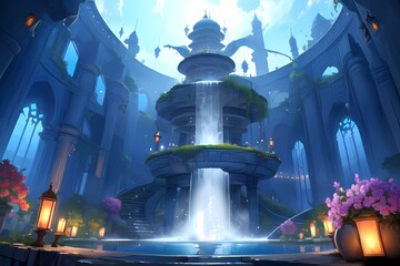  PRGゲーム背景風古代文明神殿塔遺跡