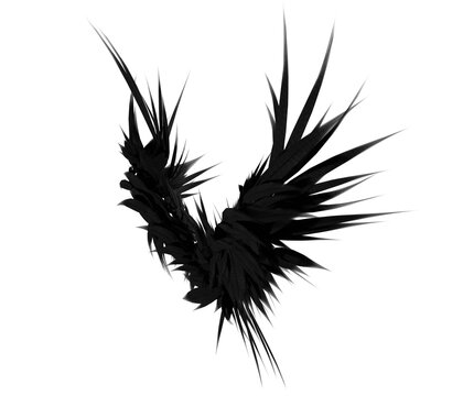 3D rendered dark fantasy wings in a transparent background