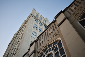 Tall historic apartment building.