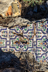 Spanish broken tiles on the ground