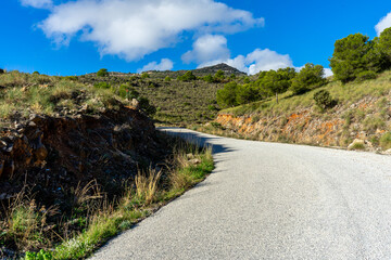 Fototapeta na wymiar Road to Calamorro peak, Costa del Sol, Andalusia, Spain