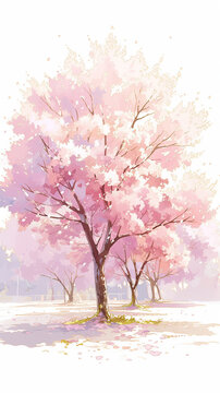 A cluster of cherry blossom trees in bloom Calmness atmospheric photo footage for TikTok, Instagram, Reels, Shorts