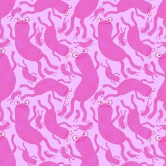 Cartoon animals seamless frogs pattern for wrapping paper and fabrics and kids clothes print and summer