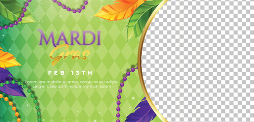gradient mardi gras horizontal banner template design vector illustration © pikistar