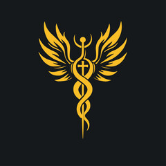 Caduceus health in cartoon, doodle style. Image for t-shirt, web, mobile apps and ui. Isolated 2d vector illustration in logo, icon, sketch style, Eps 10. AI Generative