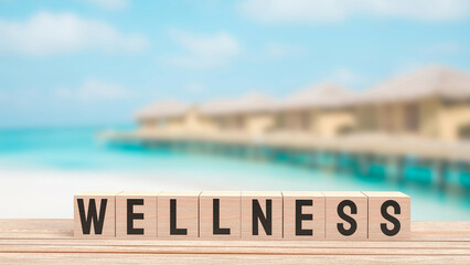 The Wellness on Beach Background for Health concept 3d rendering.