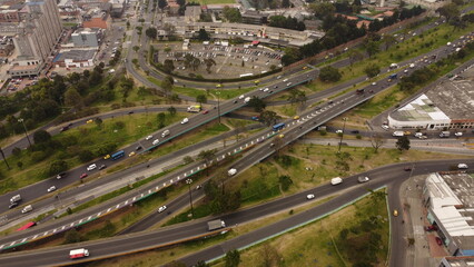 Fototapeta na wymiar aerial images of Bogota with its traffic and green streets