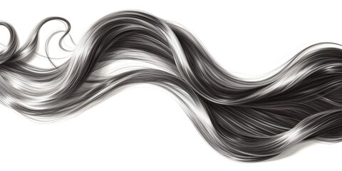 Curly gray hair on a white background. 
