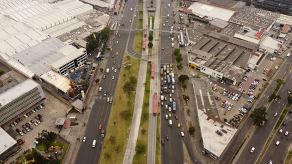 Fototapeta premium aerial images of Bogota with its traffic and green streets