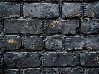 A dark, textured black brick wall background seamless pattern