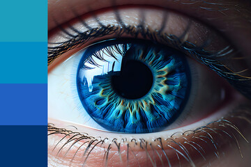 Close Up of a Persons Blue Eye. AI generated