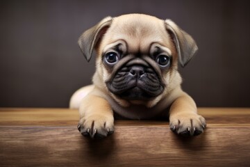 Playful Pug puppy. Animal pet canine breed domestic. Generate Ai