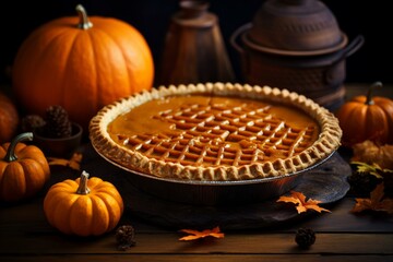 Aromatic Cooking pumpkin pie. Autumn fall. Generate Ai